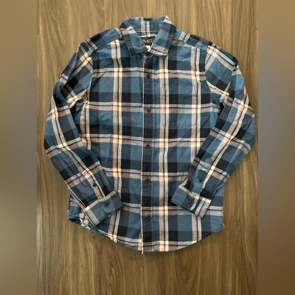 The Children's Place Blue and Pink Plaid Button Down Shirt size L 10/12 - Picture 7 of 8